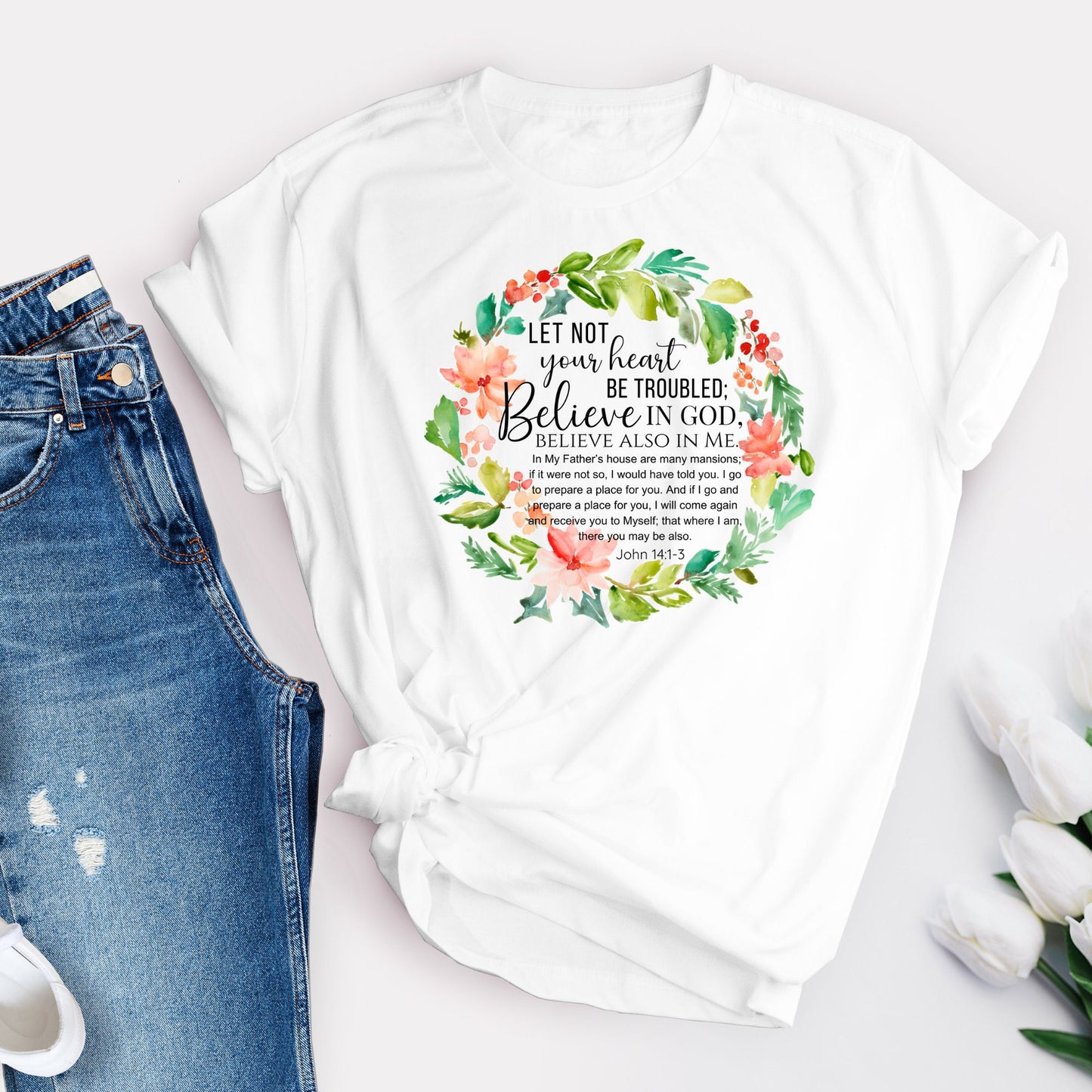 Let Not Your Heart Be Troubled Floral Home Comfort.
