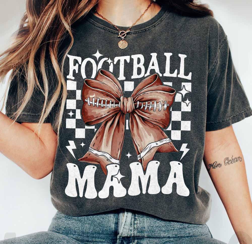 Coquette Football Mom Bow Checkered for Fall Game Day
