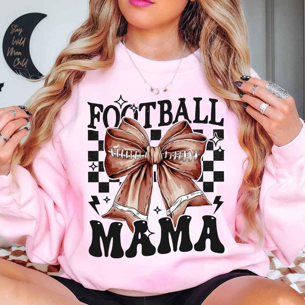 Coquette Football Mom Bow Checkered for Fall Game Day