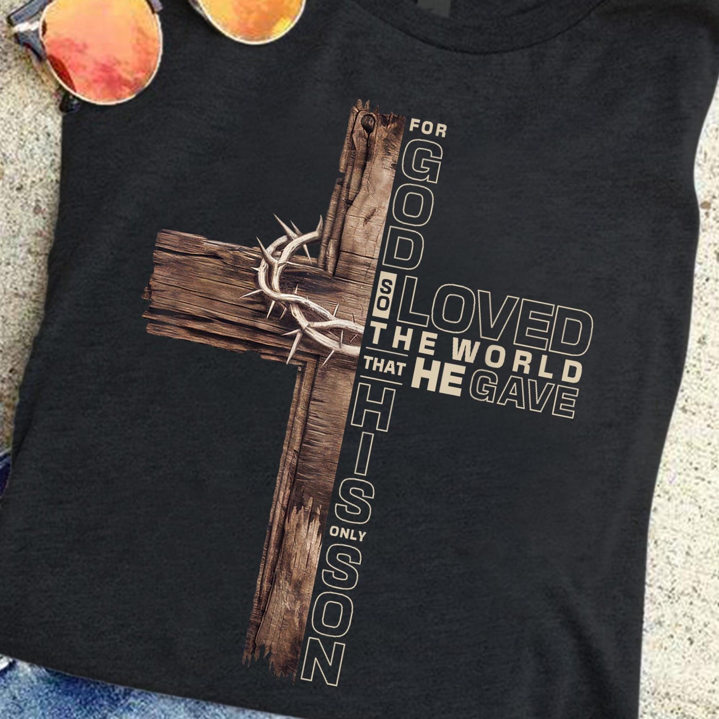John 3:16 For God So Loved The World Christian Cross Wall Art.