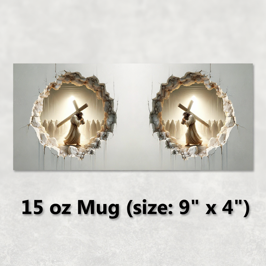 **Jesus Cross Cracked Wall Reveal Coffee Mug**