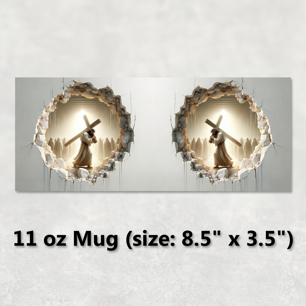 **Jesus Cross Cracked Wall Reveal Coffee Mug**