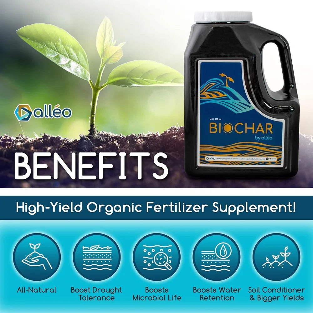 Premium Biochar Soil Enhancer for Lush Garden & Indoor Potted Plants - 1 Gallon