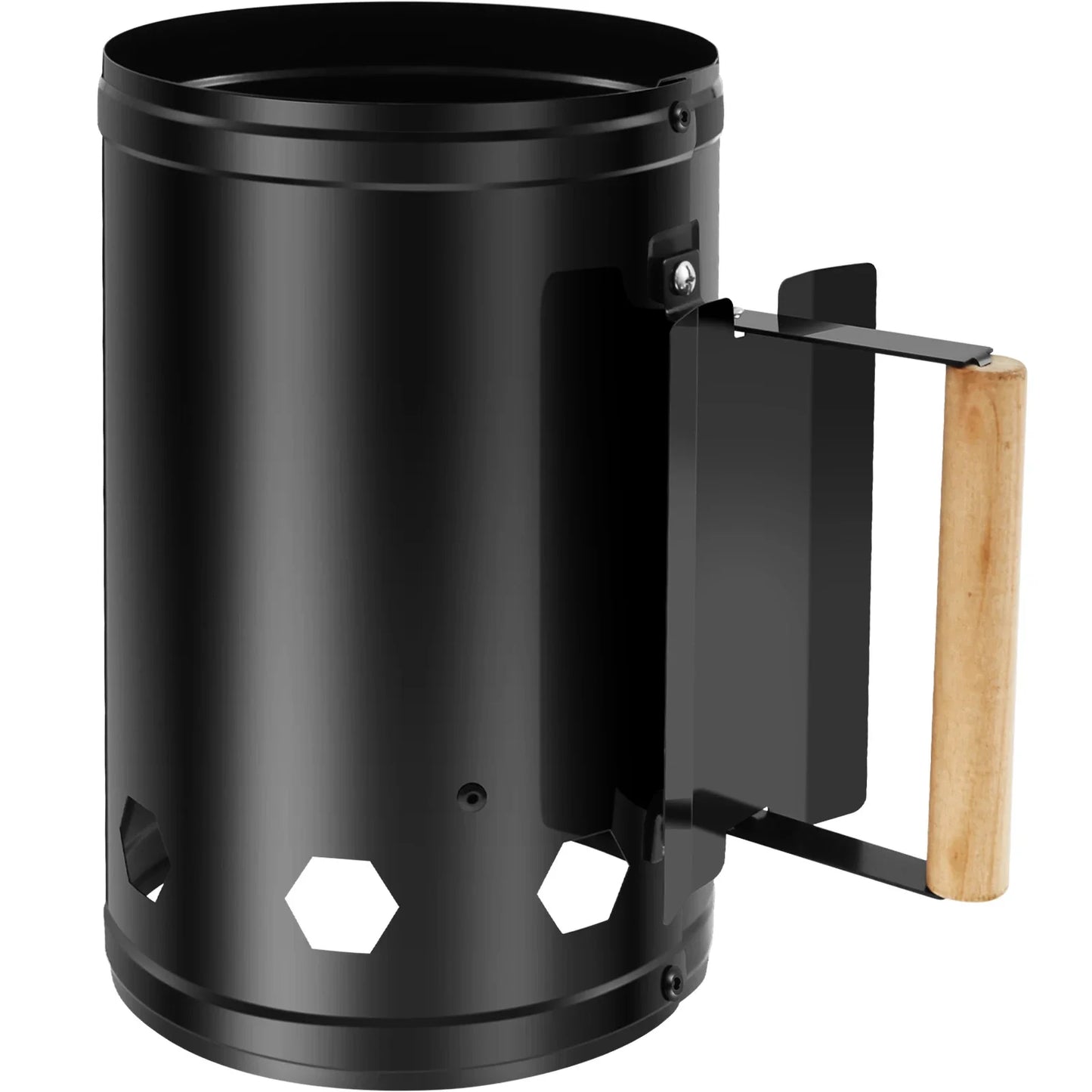 Rapid Wood Handle Charcoal Chimney for Quick Backyard BBQs.
