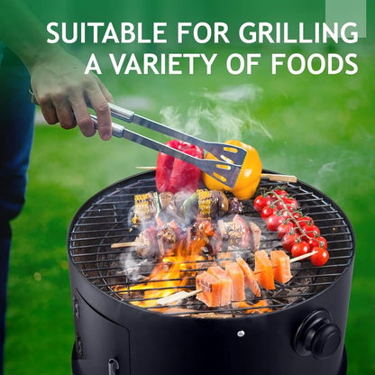 **16 Inch Portable 3-in-1 Charcoal BBQ Smoker Grill with Thermometer & Vent Control.**