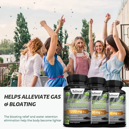 **1200mg Organic Coconut Charcoal: Fast Relief for Gas, Bloating & Detox.**