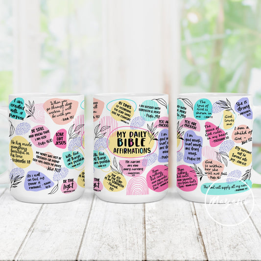 **Daily Bible Affirmation 15 OZ Mug Wrap for Morning Inspiration**