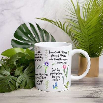 Faith-Filled Bible Verse Mug – Her Morning Coffee & Inspiration.