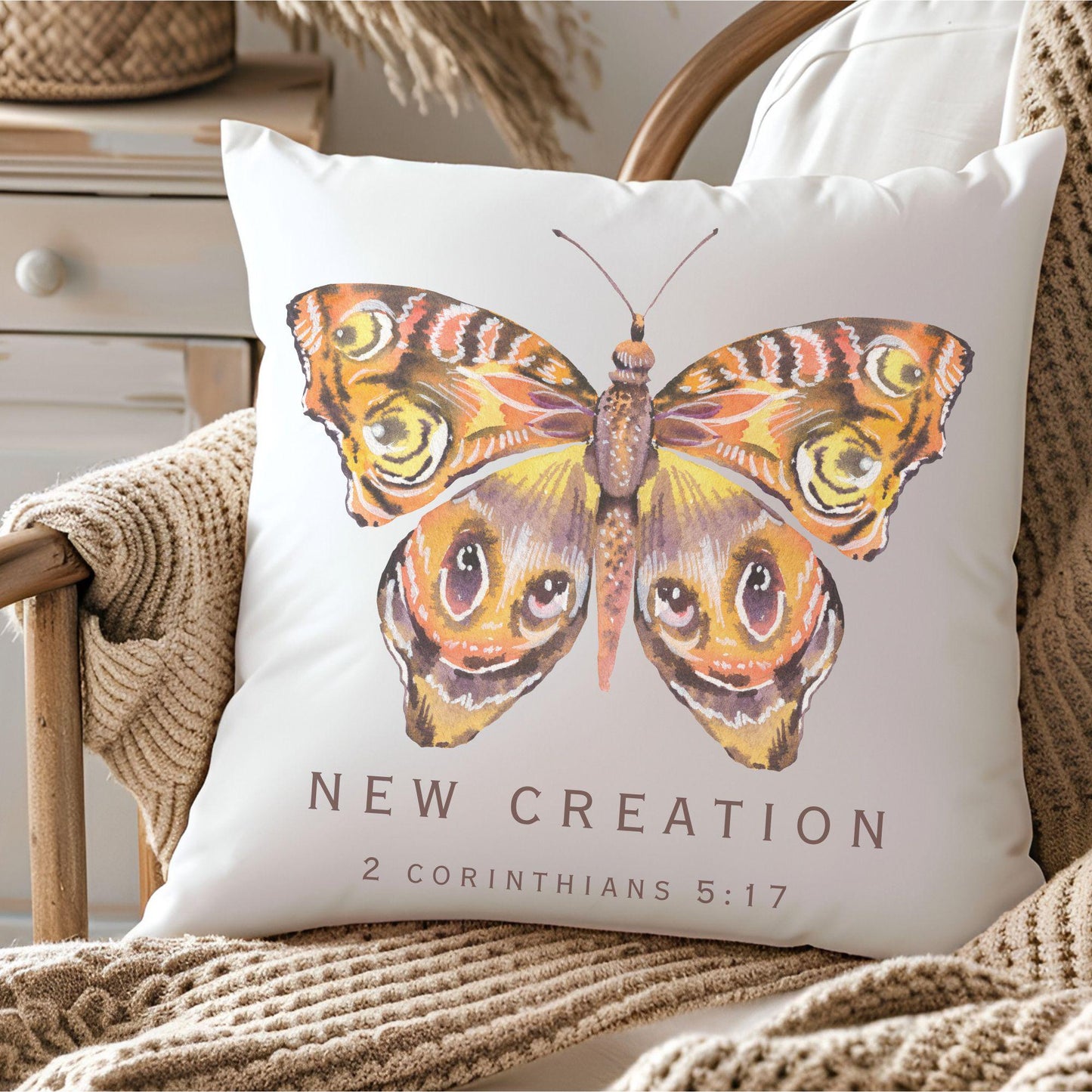 Trendy Transformed Butterfly Sweatshirt: 2 Corinthians 5:17 New Creation Verse