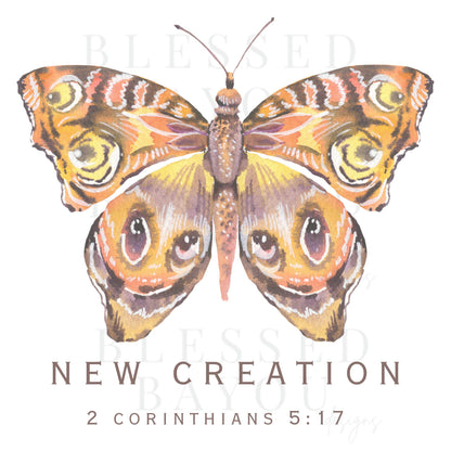 Trendy Transformed Butterfly Sweatshirt: 2 Corinthians 5:17 New Creation Verse