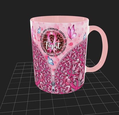 **Strength Courage Faith Cancer Survivor Mug. Daily Coffee Cup 11oz & 15oz.**