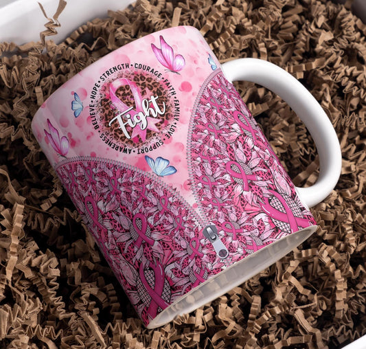 **Strength Courage Faith Cancer Survivor Mug. Daily Coffee Cup 11oz & 15oz.**