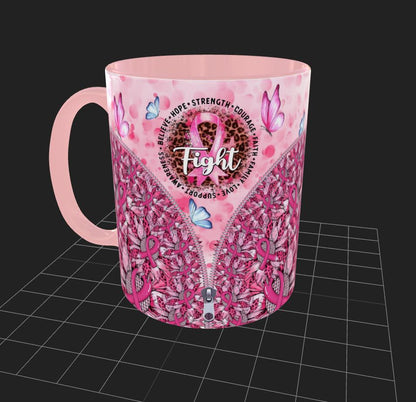 **Strength Courage Faith Cancer Survivor Mug. Daily Coffee Cup 11oz & 15oz.**