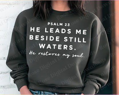 Psalm 23 Still Waters Comfort: He Leads Me to Green Pastures.