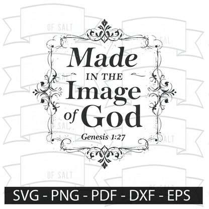 Made In The Image Of God Genesis 1:27 Christian Wall Art for Inspirational Home Decor.
