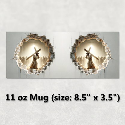 **Jesus Cross Cracked Wall Reveal Coffee Mug**
